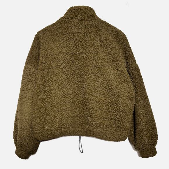 Urban‎ Outfitters Oversized Full Zip Teddy Coat Jacket Sherpa Moss Green Small - Picture 2 of 12